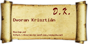 Dvoran Krisztián névjegykártya